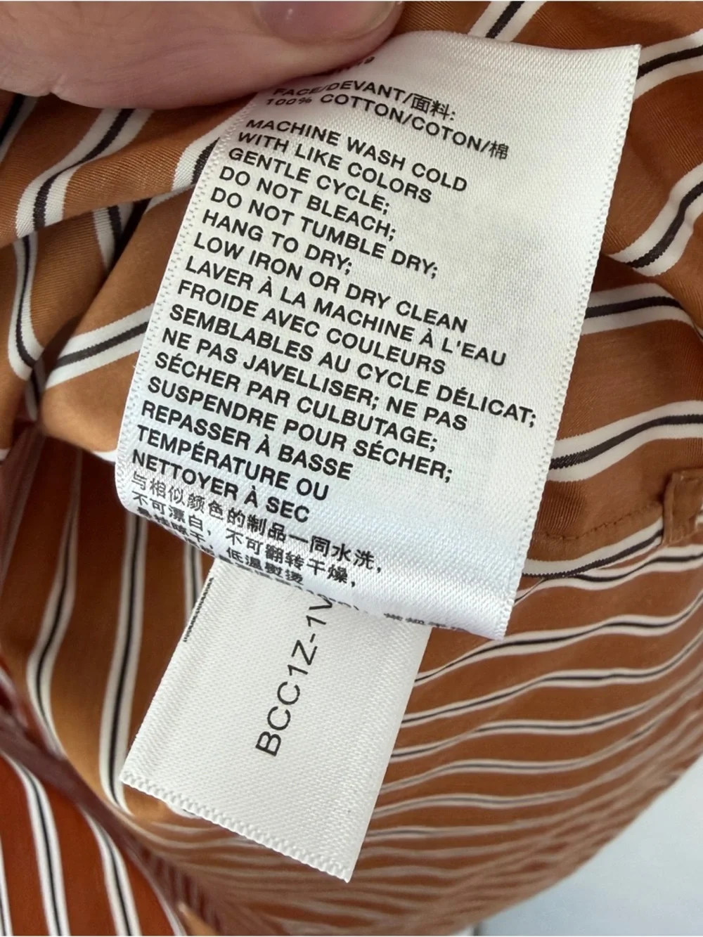 Lafayette 148 Ruxton Striped Button-Down Shirt XL Brown Tan - Picture 5 of 11